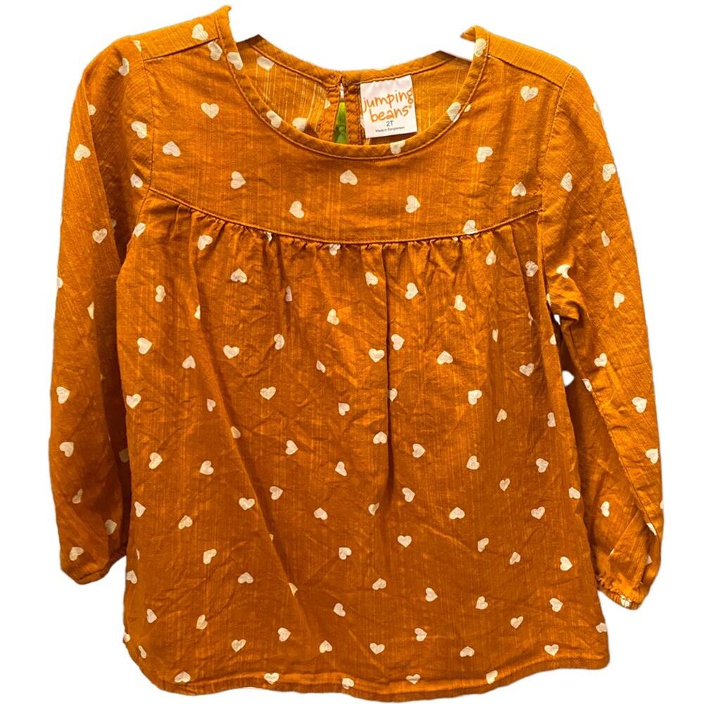 Jumping Beans harvest orange brown with Hearts peasant blouse 2T